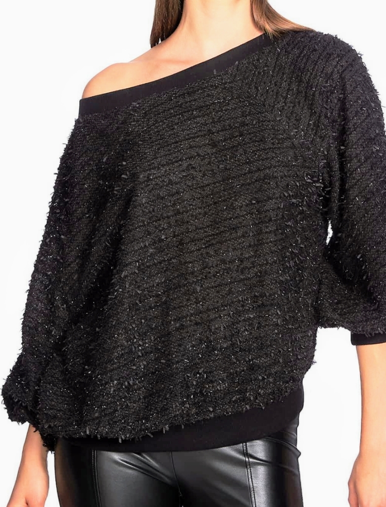 NWT ~ 1. STATE Off The Shoulder Sparkle Sweatshirt